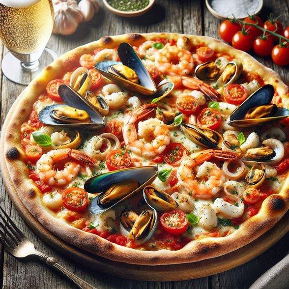Seafood pizza